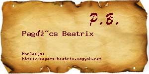 Pagács Beatrix névjegykártya